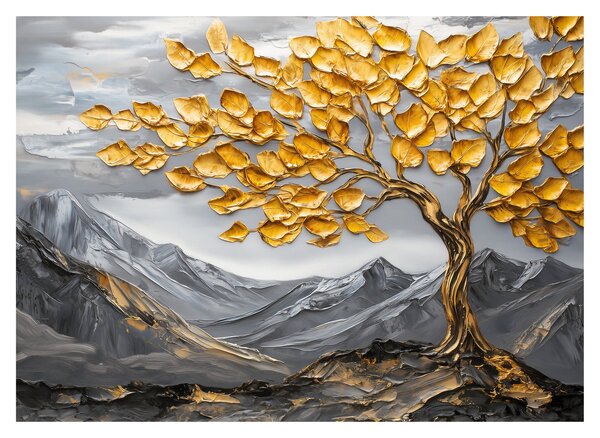 Skleněný obraz - Strom se zlatými listy (70x50 cm)
