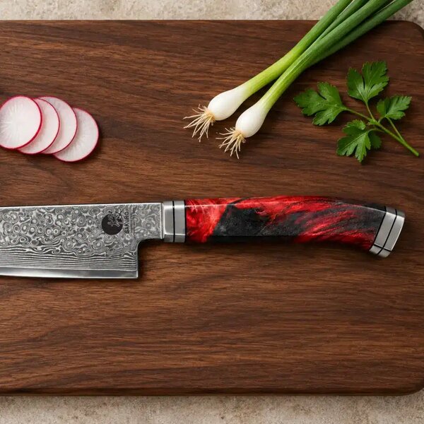 Malý santoku nůž z damaškové oceli SG-2 SaKuRo SUZAKU 12,6 cm