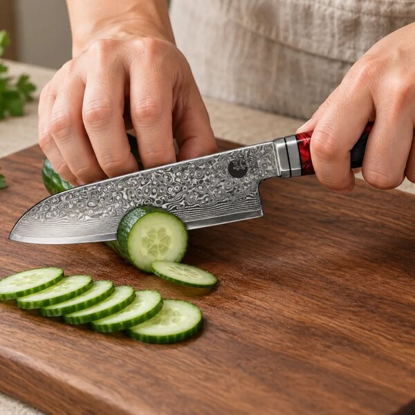 Malý santoku nůž z damaškové oceli SG-2 SaKuRo SUZAKU 12,6 cm