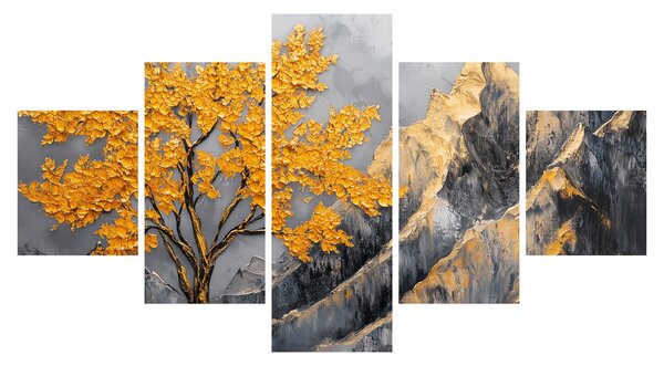 Obraz - Zlatý strom v horách (125x70 cm)