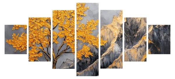 Obraz - Zlatý strom v horách (210x100 cm)