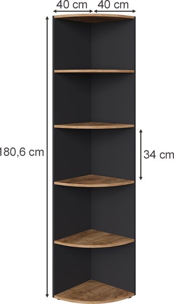 Rohová police Vicco Ecki Antracit/zlatý dub 40 x 180 cm, Model 54375