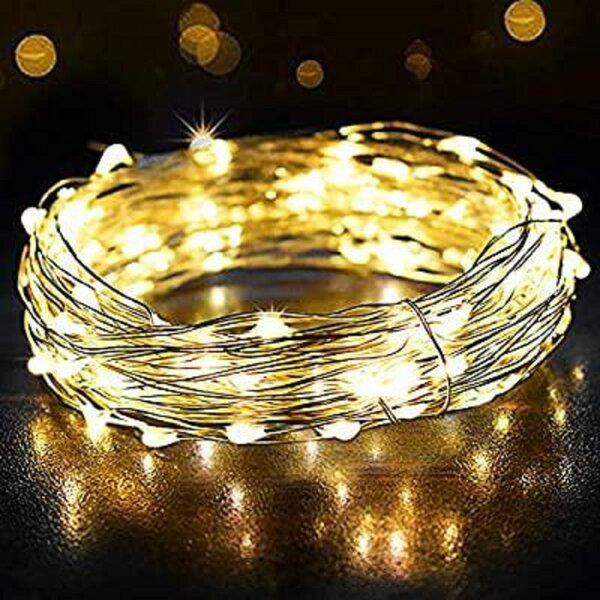 Mikro řetěz, teplá bílá, 12m, 120 LED, IP65, USB napájení, OMERIL