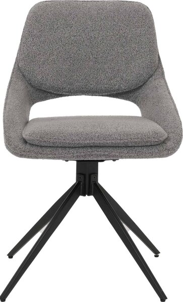 Sada 2 jídelních židlí HWC-N73, kuchyňská židle, otočná s automatickým návratem, tkanina/textil boucle (540 g/m²) Oeko-Tex šedá