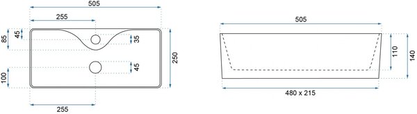 Rea Mery umyvadlo 50.5x25 cm obdélníkový na pult bílá REA-U0699