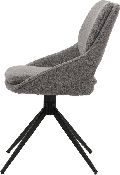 Sada 2 jídelních židlí HWC-N73, kuchyňská židle, otočná s automatickým návratem, tkanina/textil boucle (540 g/m²) Oeko-Tex šedá
