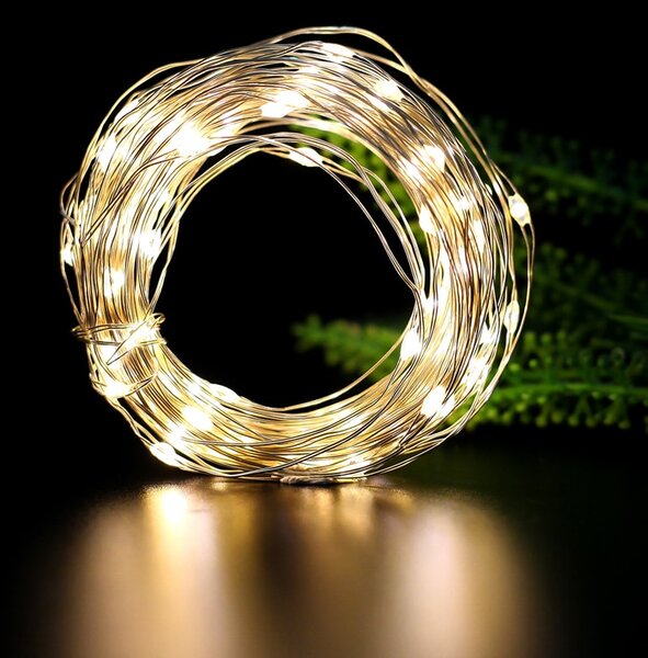 Zátka s LED světýlky do láhve, 2m, teplá bílá