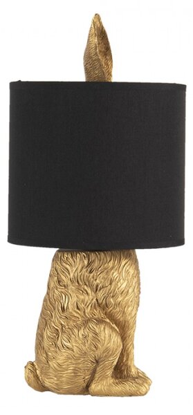 Zlatá stolní lampa králík s černým stínidlem Konijn – 20x45 cm