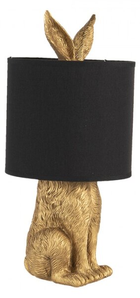 Zlatá stolní lampa králík s černým stínidlem Konijn – 20x45 cm