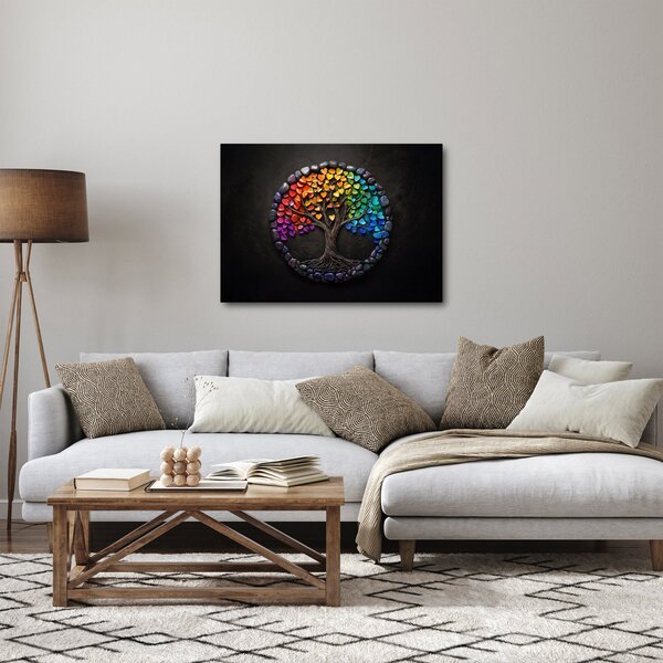 Obraz - Strom plný barevných srdcí (70x50 cm)