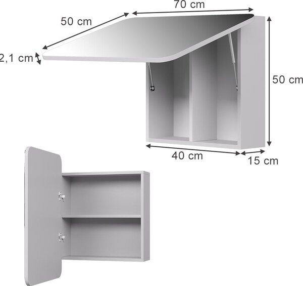 Koupelnová zrcadlová skříňka Vicco Zino Bílá 70 x 50 cm s policemi, Model 56226