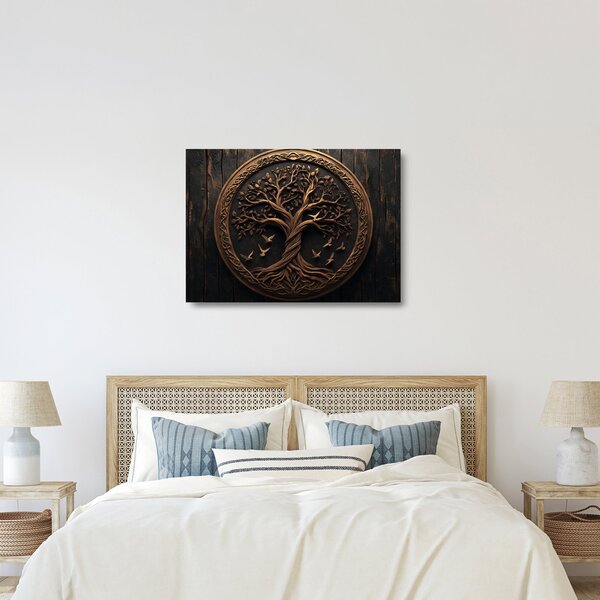 Skleněný obraz - Dřevěný strom života (70x50 cm)
