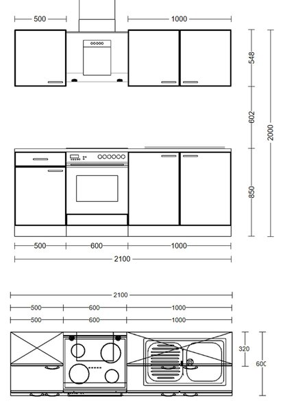 KUCHYŇSKÝ BLOK 210 cm FlexWell - Online Only kuchyňské linky, Online Only