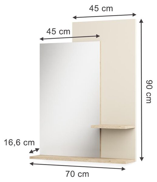 Stěnové zrcadlo Vicco Puerto Dub/Kašmír 70 x 90 cm, Model 62741