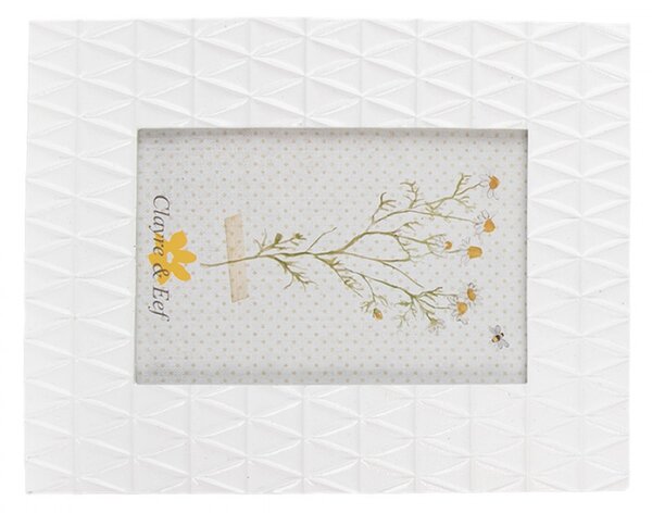 Bílý antik fotorámeček s plastickým dekorem – 10x15 cm