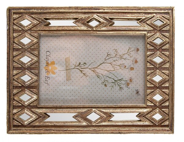 Zlatý antik fotorámeček se zrcátky – 10x15 cm