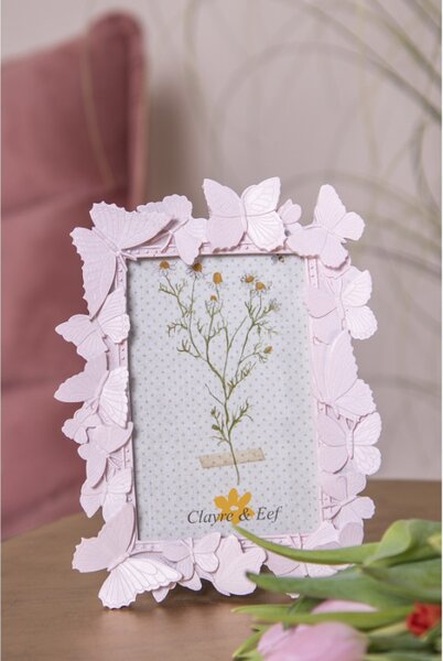Růžový fotorámeček s motýlky – 10x15 cm