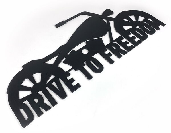 Dřevěná dekorace motorka Drive to Freedom černá
