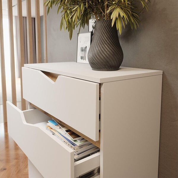 Kredenc Vicco Marelle Bílá/Artisan 76 x 120 cm s 5 zásuvkami, Model 57845