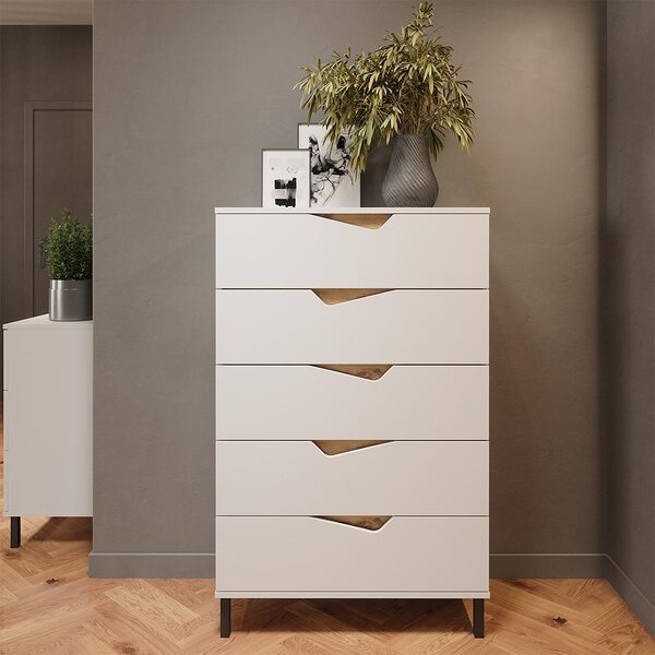 Kredenc Vicco Marelle Bílá/Artisan 76 x 120 cm s 5 zásuvkami, Model 57845