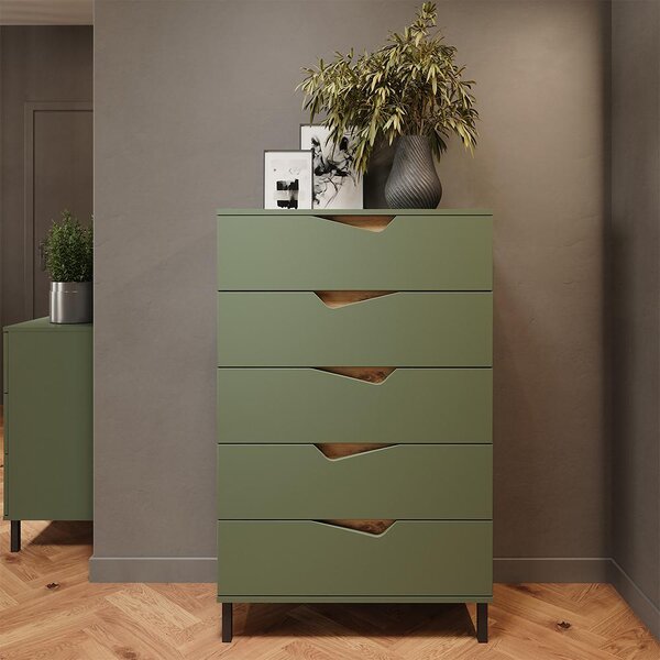 Kredenc Vicco Marelle Zelená/umělecká 76 x 120 cm s 5 zásuvkami, Model 57848