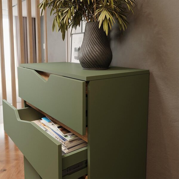 Kredenc Vicco Marelle Zelená/umělecká 76 x 120 cm s 5 zásuvkami, Model 57848