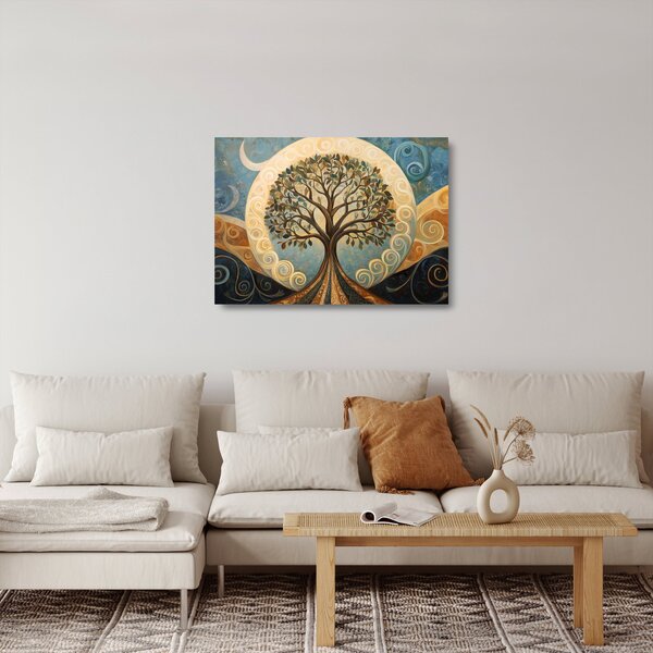 Skleněný obraz - Strom života a spriály (70x50 cm)