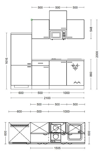 KUCHYŇSKÁ LINKA NEPAL 210 FlexWell - Online Only kuchyňské linky, Online Only