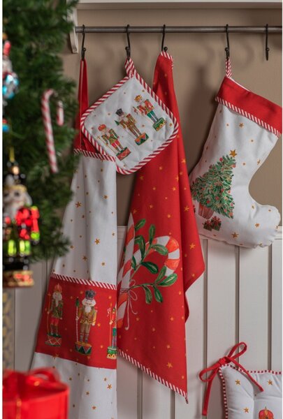 Bavlněný podsedák s volánky a louskáčky Happy Little Christmas – 40x40 cm