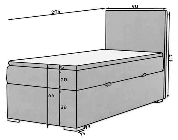 Eltap Čalouněná postel Rocco s úložným prostorem 90x200cm Materiál a barva potahu: Sawana 05 - šedá, Rozměr: 90x200