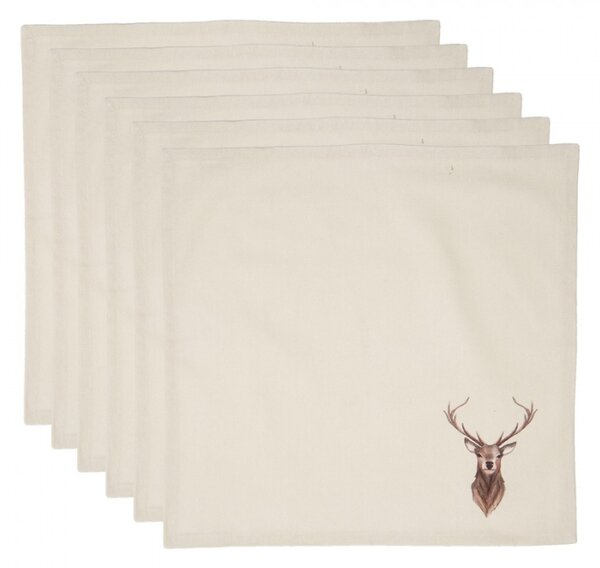 Béžové textilní ubrousky s jelenem Cosy Lodge – 40x40 cm