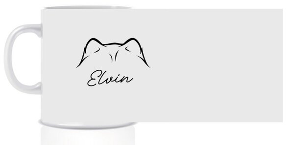 Personalizovaný klasický bílý keramický hrníček 300 ml se zvířecími oušky