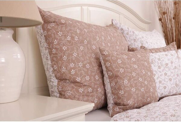 Bavlněné povlečení STICKEREI béžové oboustranné 140x200, 70x90 cm