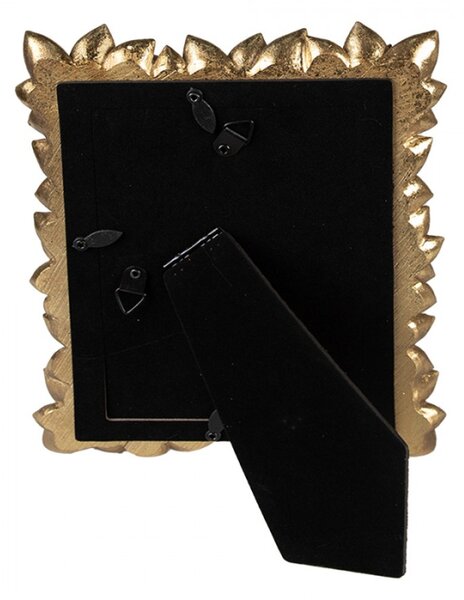 Zlatý fotorámeček se zdobným okrajem květů – 10x15 cm
