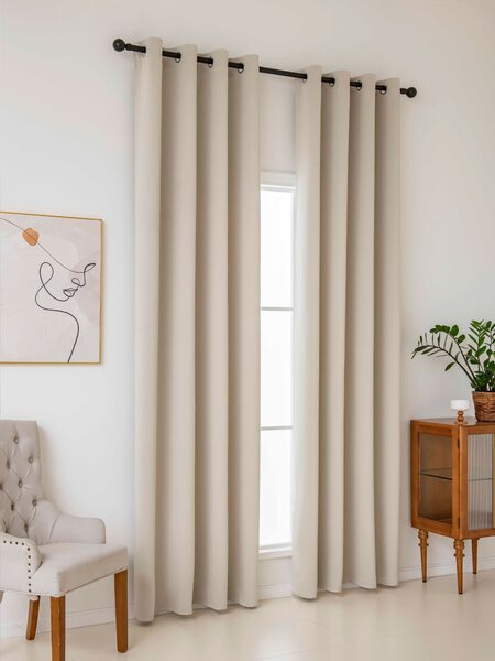 MK Lůžkoviny Blackout závěsy Elias přírodní – 140 × 160 cm (2 ks) - kroužky