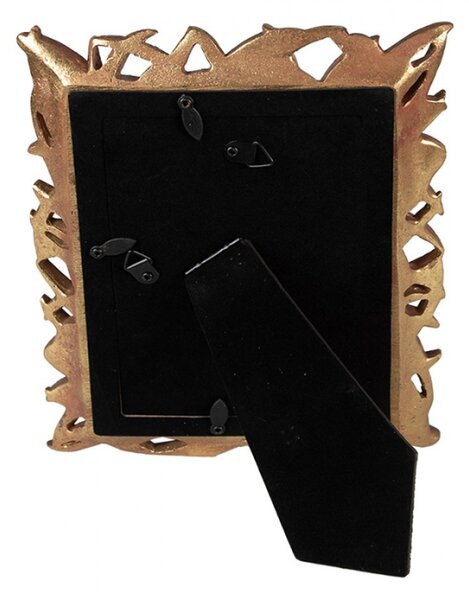 Zlato-hnědý fotorámeček se zdobným okrajem listů – 10x15 cm