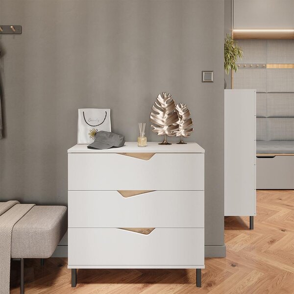 Kredenc Vicco Marelle Bílá/Artisan 80 x 81.2 cm se 3 zásuvkami, Model 57841