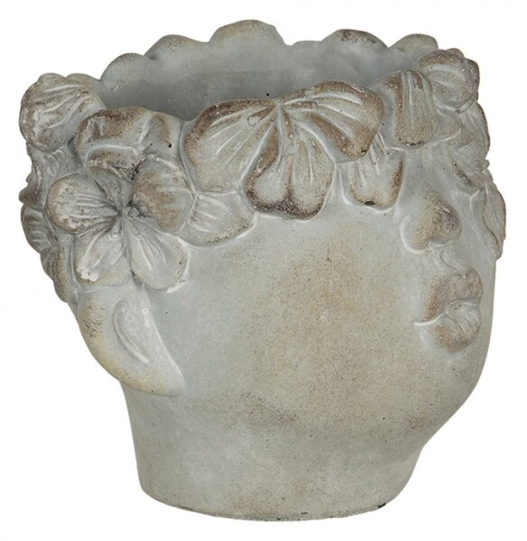 Květináč v designu busty hlavy s květinami Tete – 16x15x13 cm