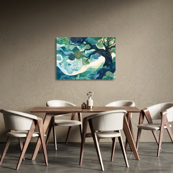 Skleněný obraz - Zelená koruna stromu života (70x50 cm)