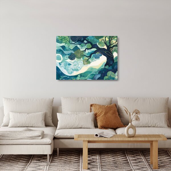Skleněný obraz - Zelená koruna stromu života (70x50 cm)