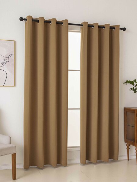 MK Lůžkoviny Blackout závěsy Elias hnědá – 140 × 160 cm (2 ks) - kroužky