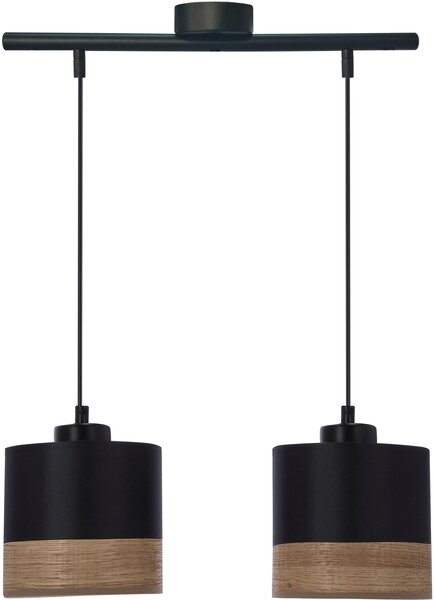 Candellux Porto závěsné svítidlo 2x60 W černá-dřevo-hnědá 32-17604