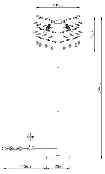 Globo 64138SG - Stojací lampa QUEENA 5xE14/40W/230V zlatá