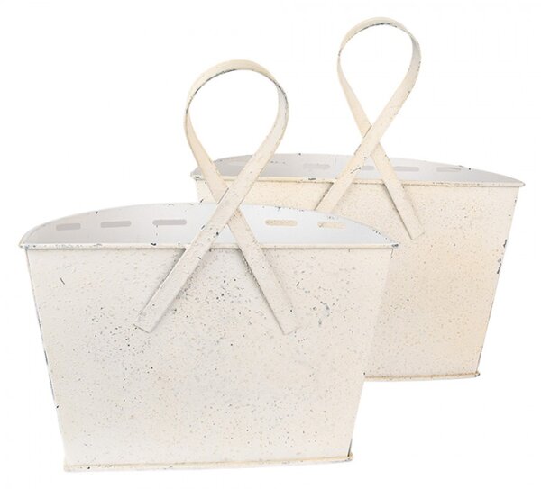 2ks béžový plechový obal na květiny Havle Cirkel – 33x17x35 / 29x15x32 cm