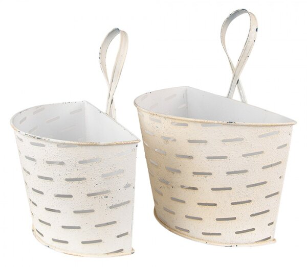 2ks béžový plechový obal na květiny Havle Cirkel – 33x17x35 / 29x15x32 cm