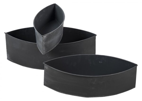 Černé kovové dekorativní mísy ( 3 ks ) – 55x21x17 / 50x19x15 / 46x16x12 cm