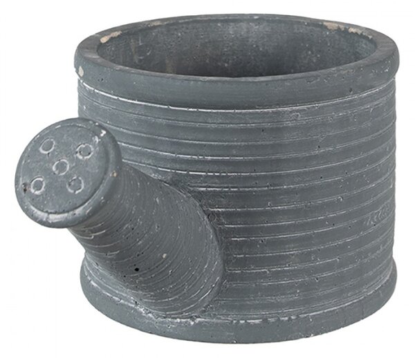Šedý cementový květináč ve tvaru konvičky – 27x15x11 cm