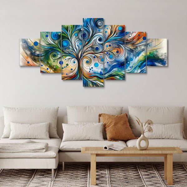 Obraz - Barevný energický strom (210x100 cm)