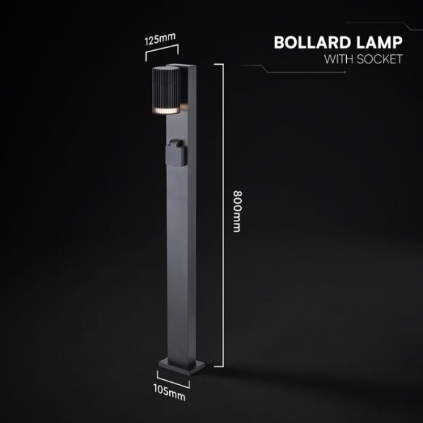 Venkovní lampa se zásuvkou SCHUKO 1xGU10/10W/230V IP44 80 cm černá