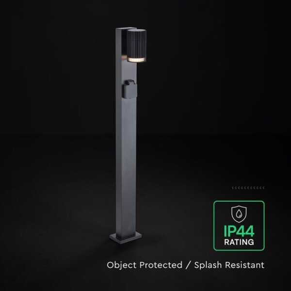 Venkovní lampa se zásuvkou SCHUKO 1xGU10/10W/230V IP44 80 cm černá